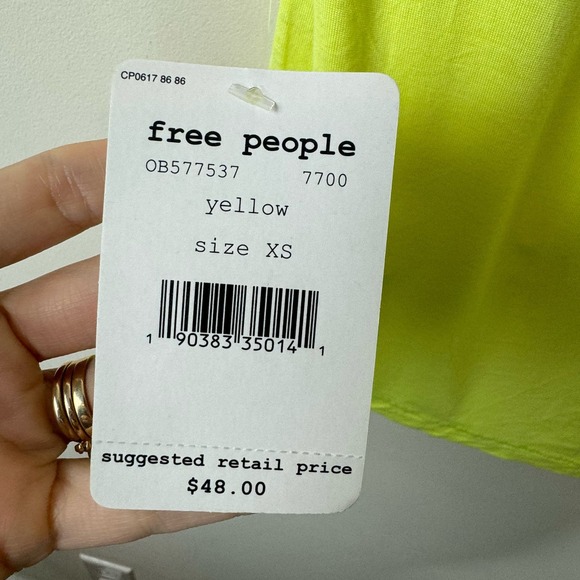 Free People Yellow The It Crew Neck Sleeveless Muscle Tank NWT Size XS - Picture 10 of 10